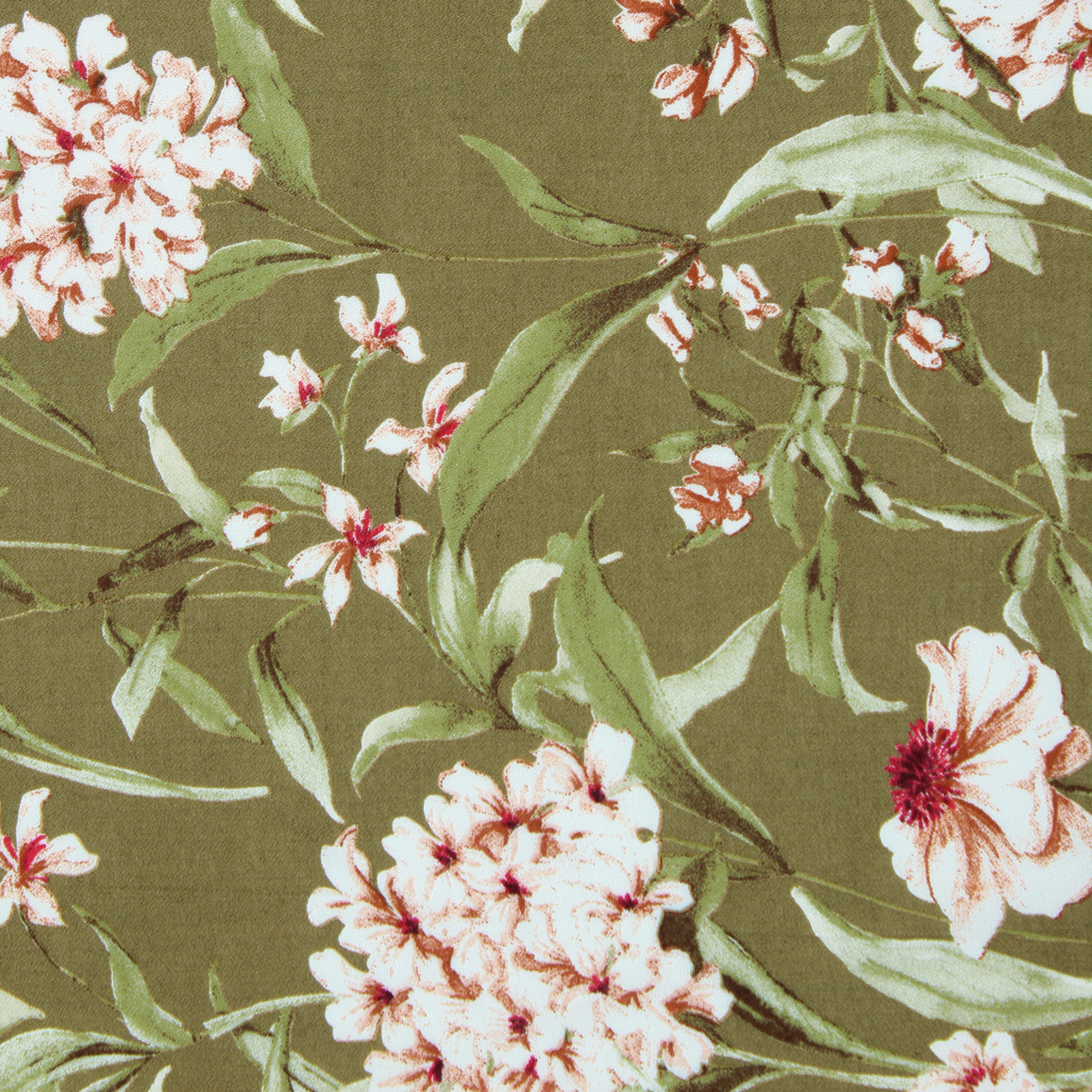 Estampado Viscose Translúcido Floral - Verde Kaki