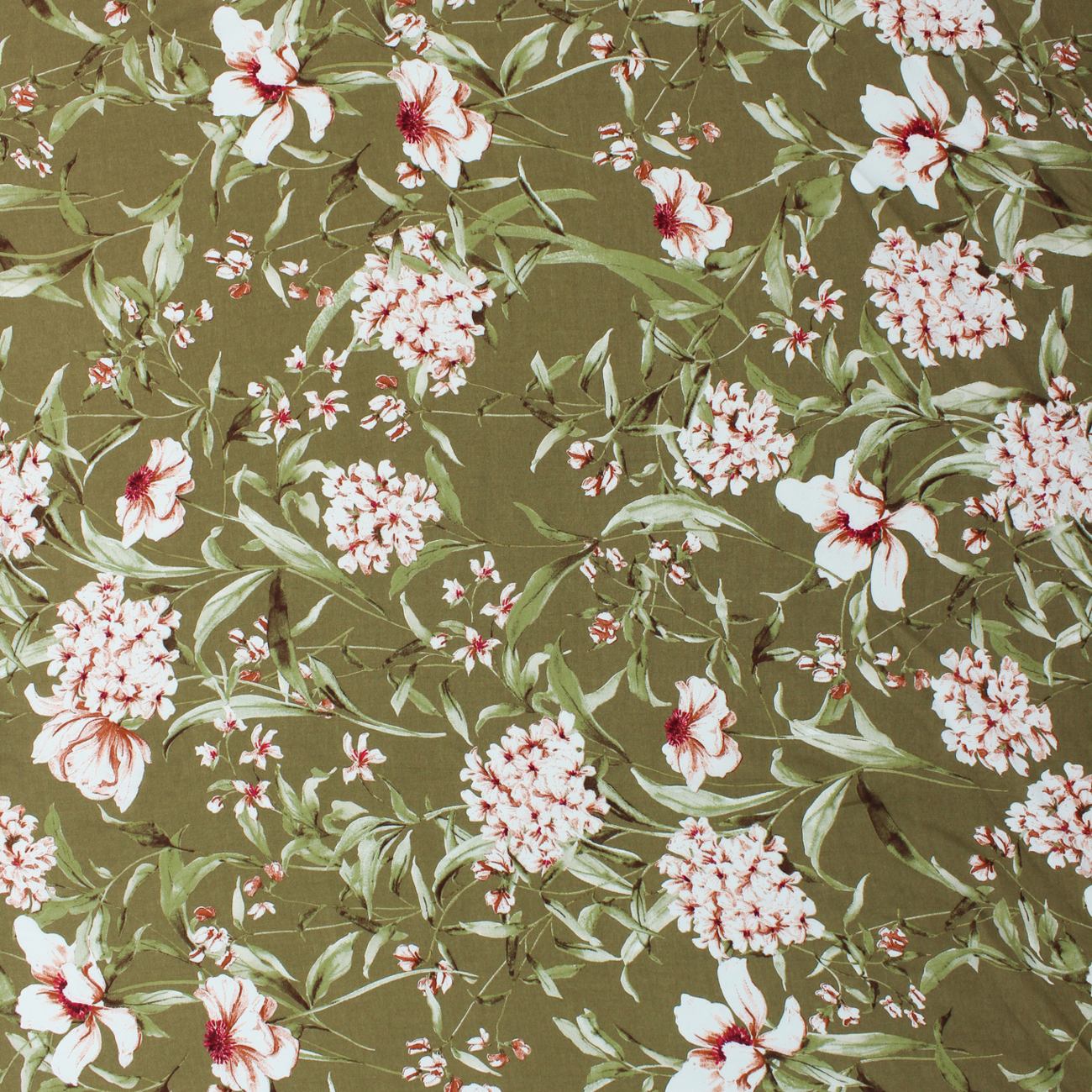 Estampado Viscose Translúcido Floral - Verde Kaki