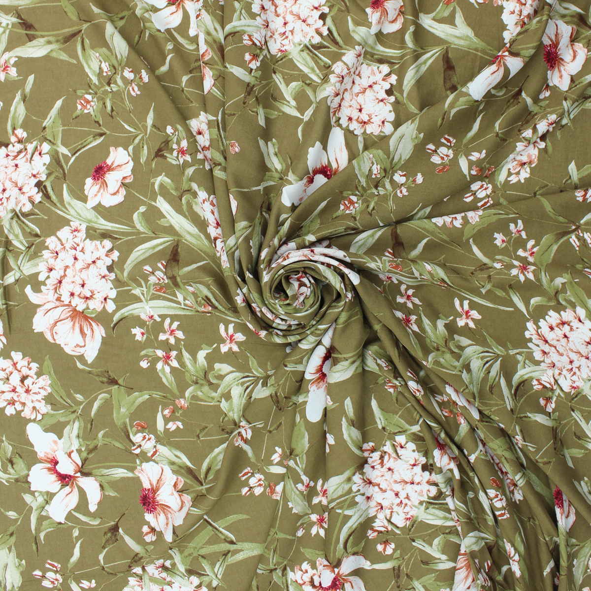 Estampado Viscose Translúcido Floral - Verde Kaki