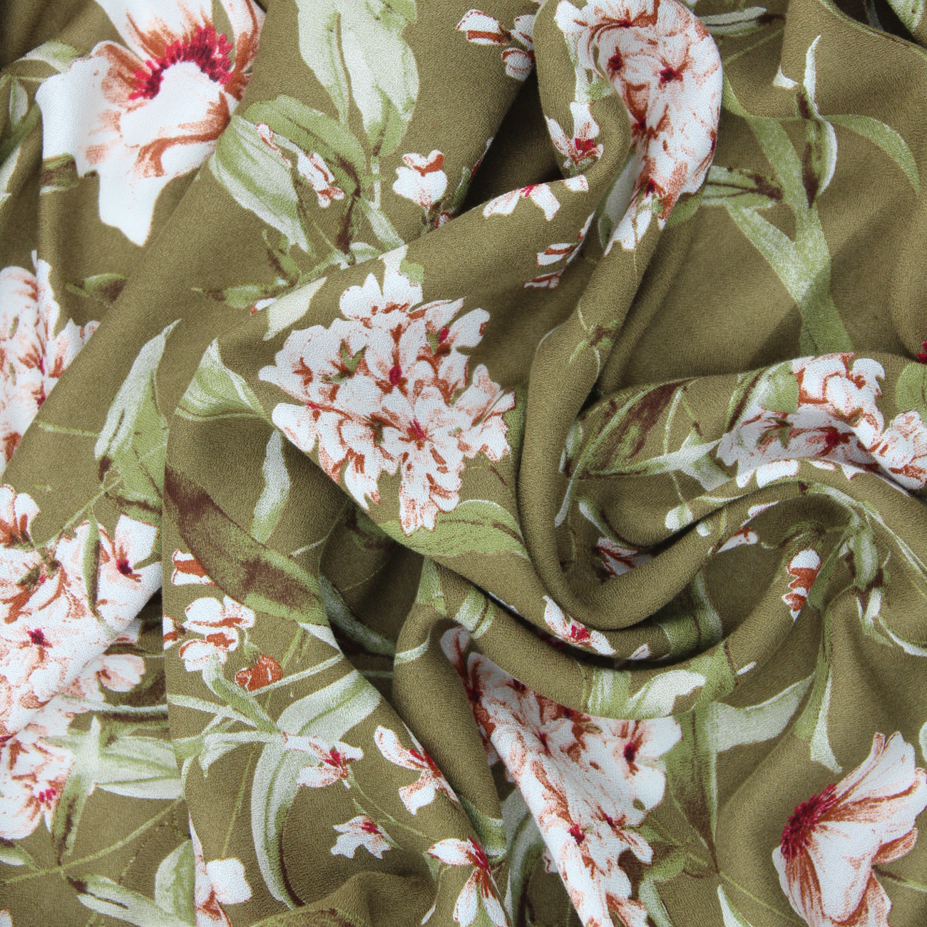 Estampado Viscose Translúcido Floral - Verde Kaki