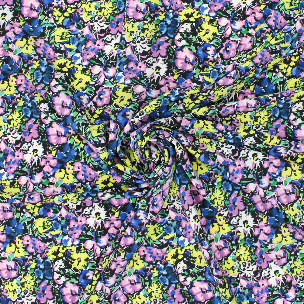 Estampado Viscosa Floral - Amarillo y Rosa