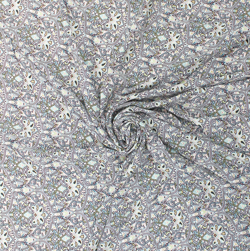 Estampado Geométrico Translúcido Viscosa - Azul y Rosa