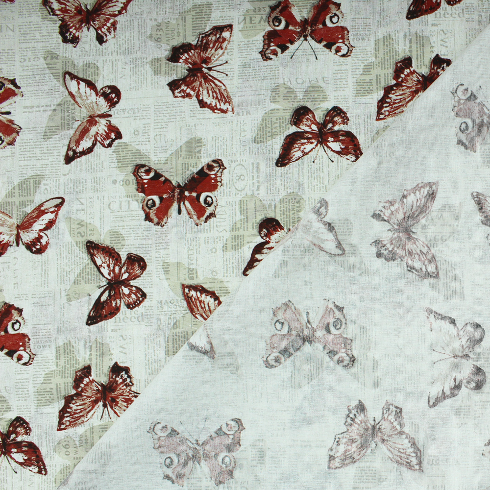 Loneta de decoração - Borboletas - Bege