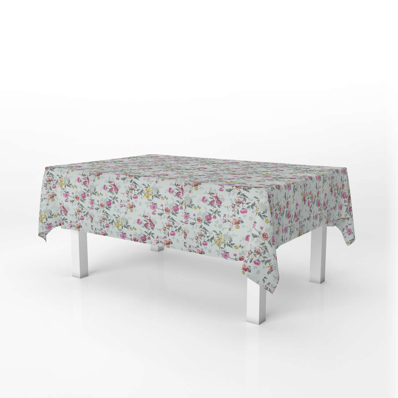 Loneta de decoração - Floral - Rosa e Cinzento