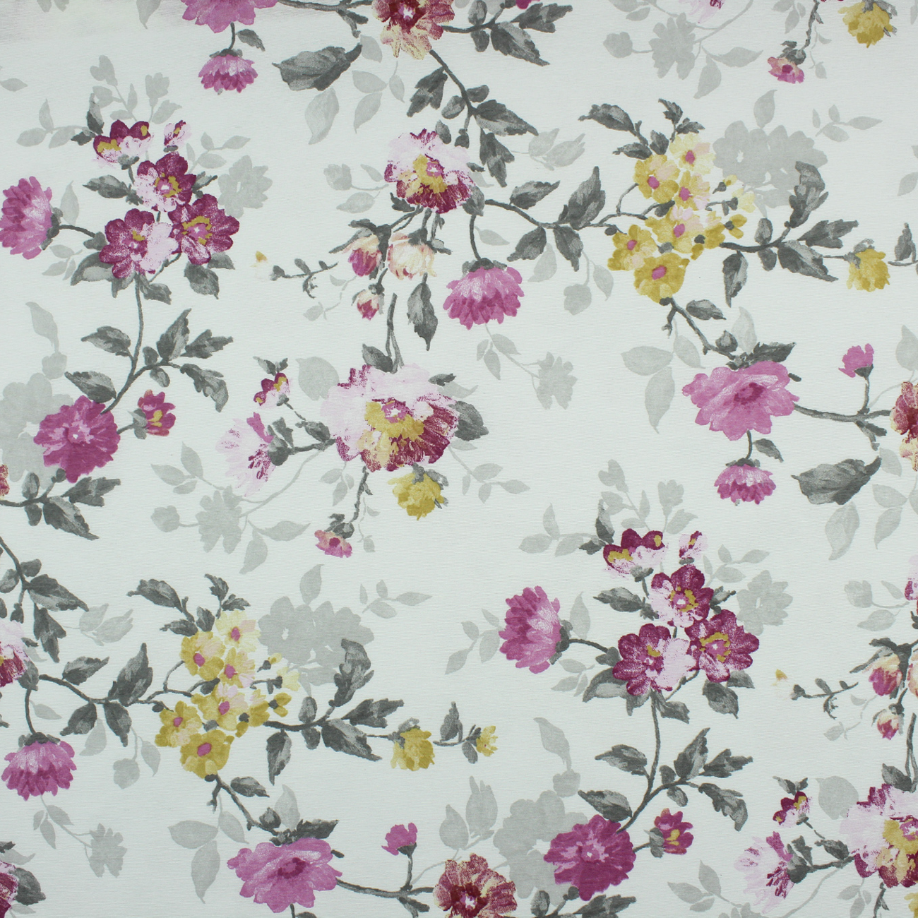 Loneta de decoração - Floral - Rosa e Cinzento