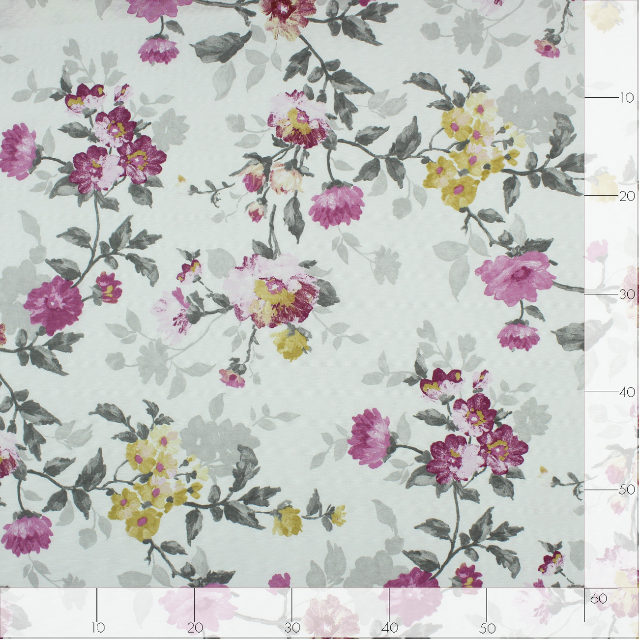 Loneta de decoração - Floral - Rosa e Cinzento