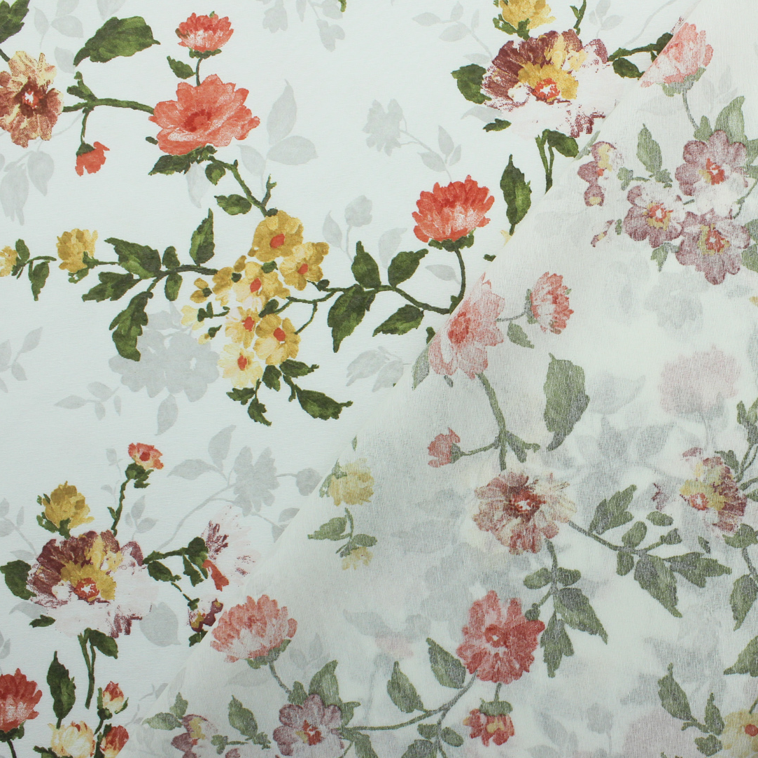 Loneta de decoração - Floral - Vermelho e Amarelo