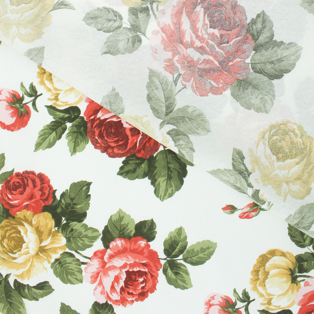 Loneta de decoração - Floral - Vermelho e Amarelo