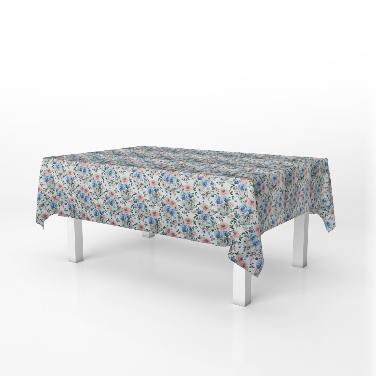 Loneta de decoração - Floral - Azul e Rosa