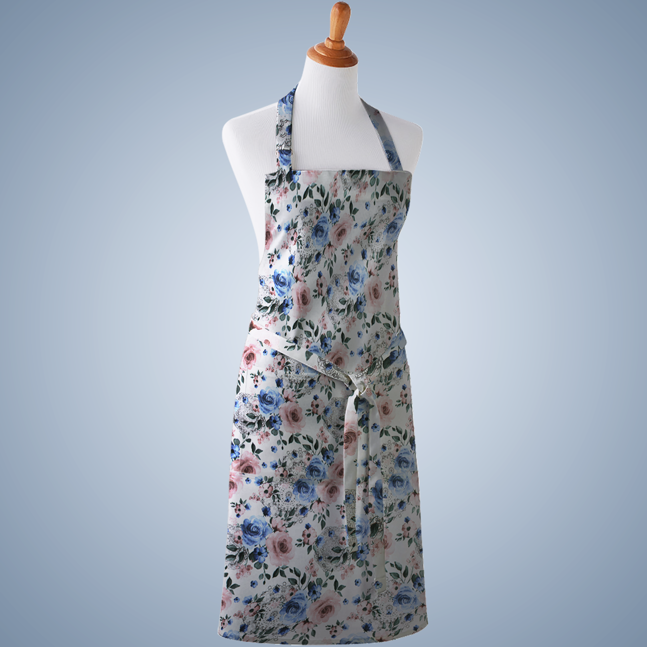 Loneta de decoração - Floral - Azul e Rosa