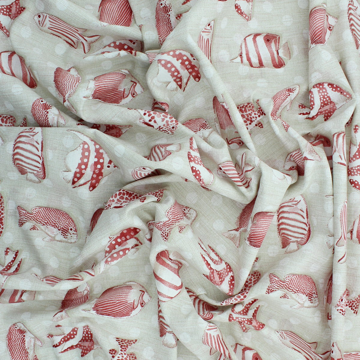 Loneta de decoração - Náutico Peixes - Vermelho