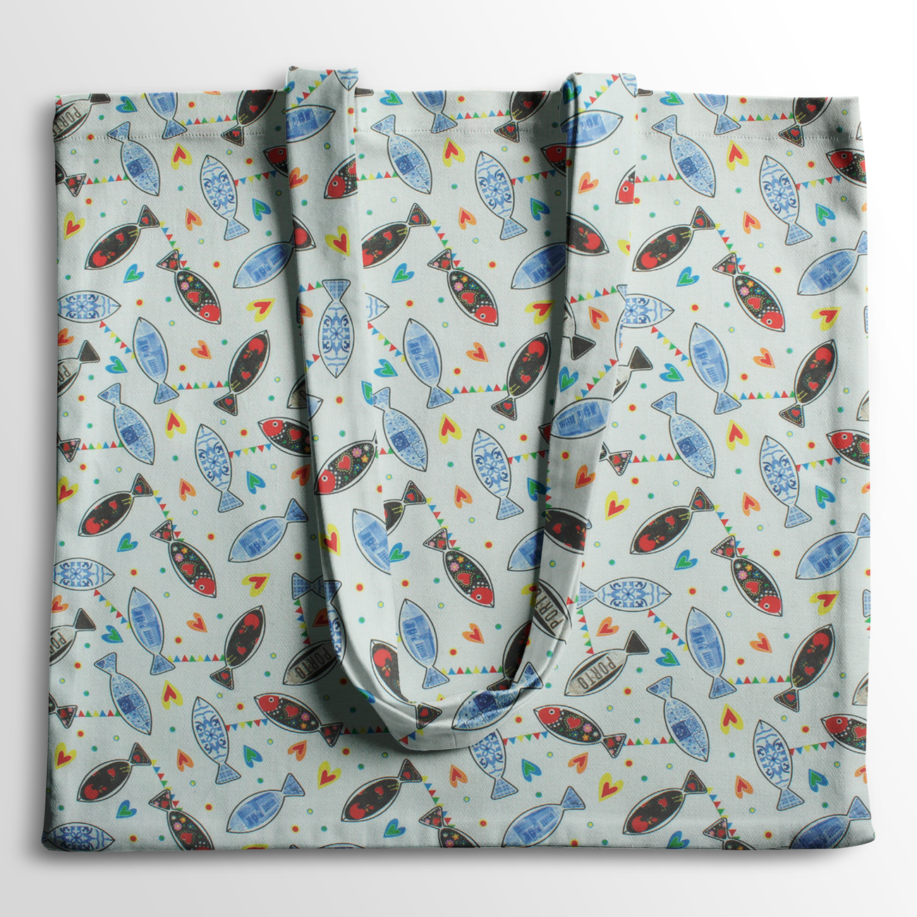 Loneta de decoração temática - Sardinhas - Azul