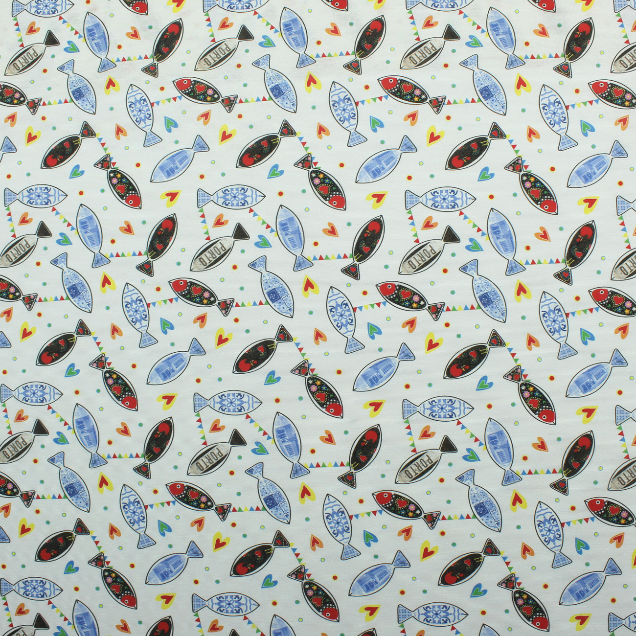 Loneta de decoração temática - Sardinhas - Azul