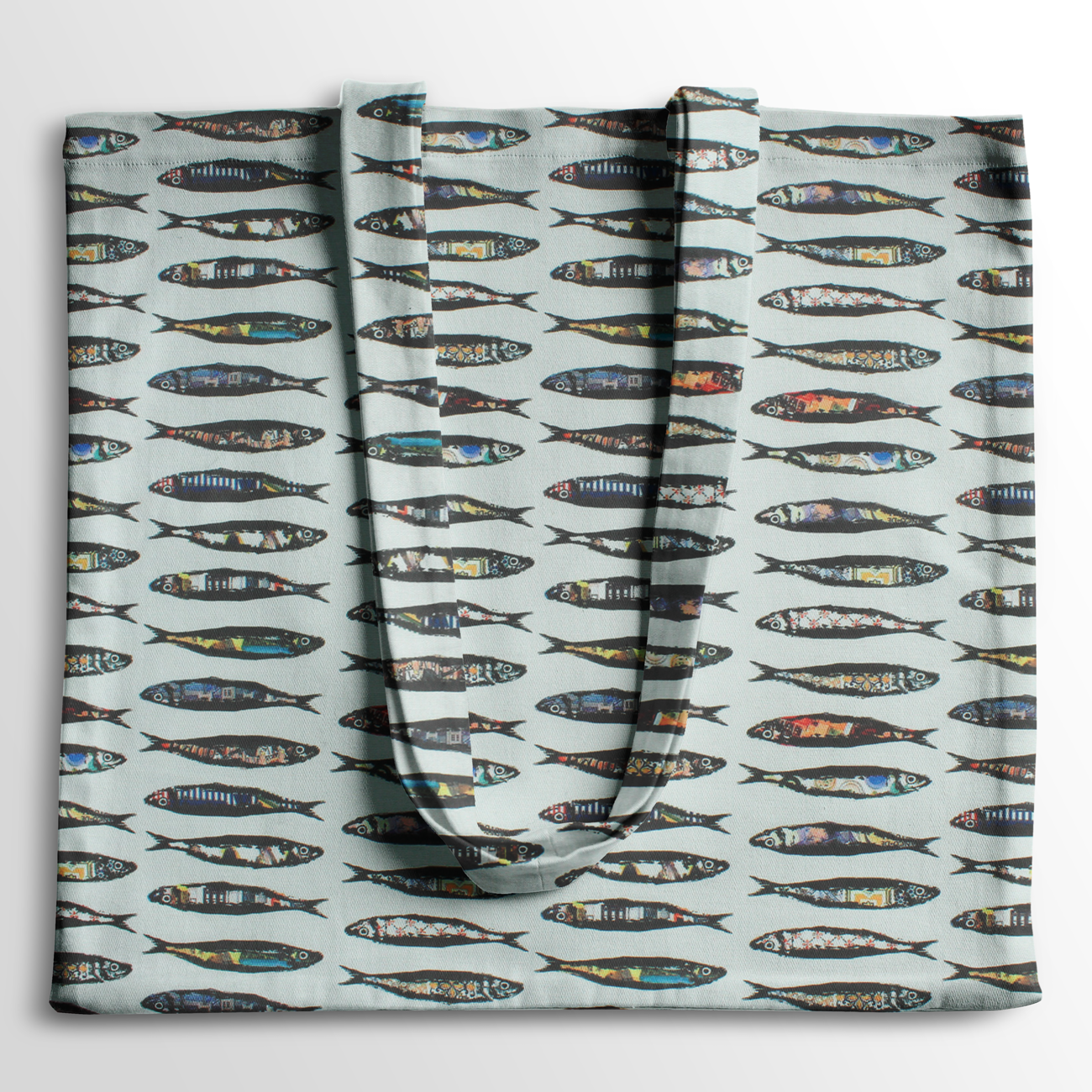 Loneta de decoração temática - Sardinhas - Branco