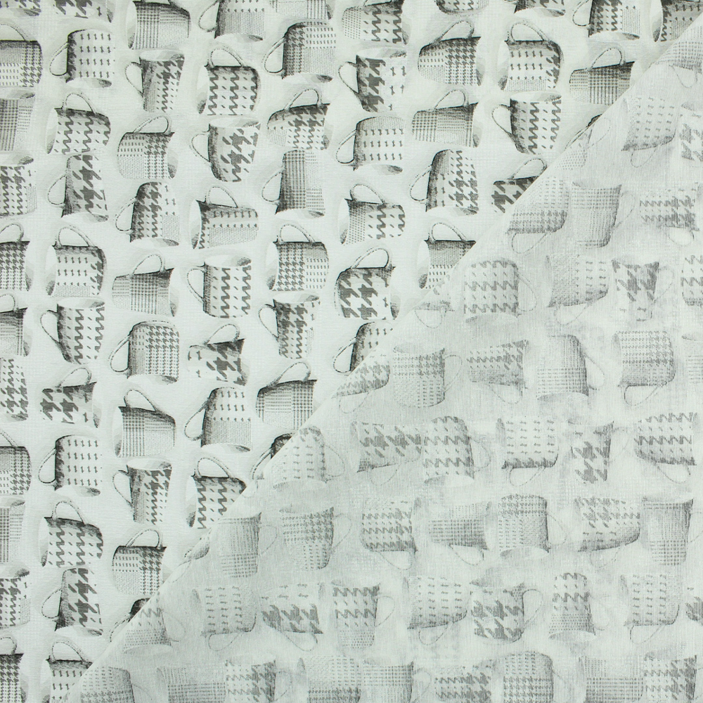 Loneta de decoração - Chávenas - Cinzento