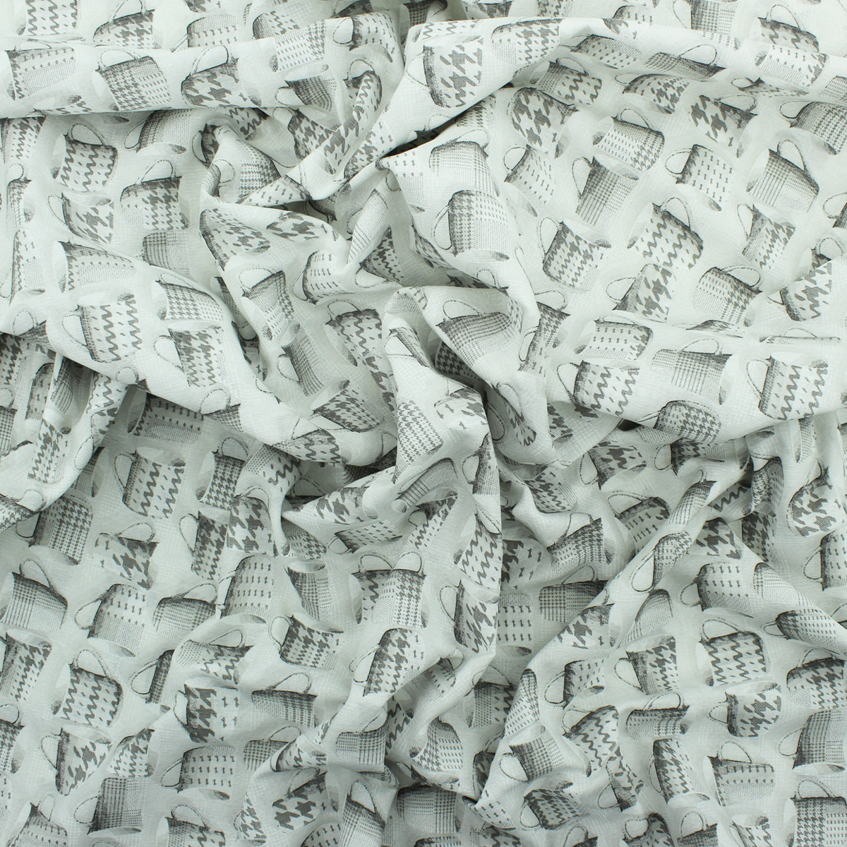 Loneta de decoração - Chávenas - Cinzento