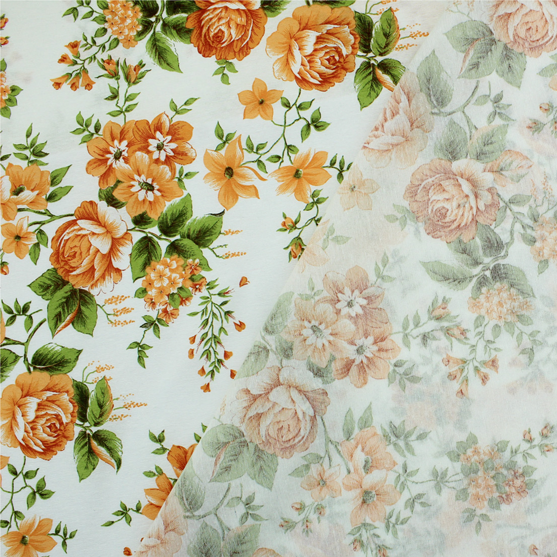 Loneta de decoração - Floral - Laranja