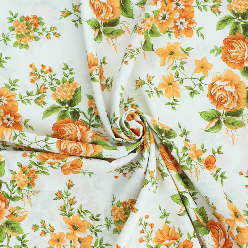 Loneta de decoração - Floral - Laranja