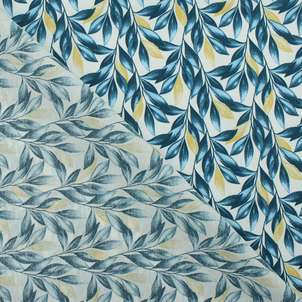 Loneta de decoração - Floral - Azul e Bege