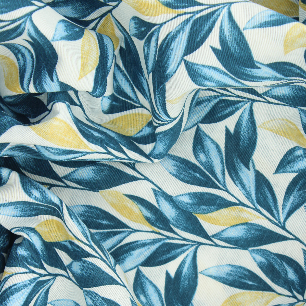 Loneta de decoração - Floral - Azul e Bege