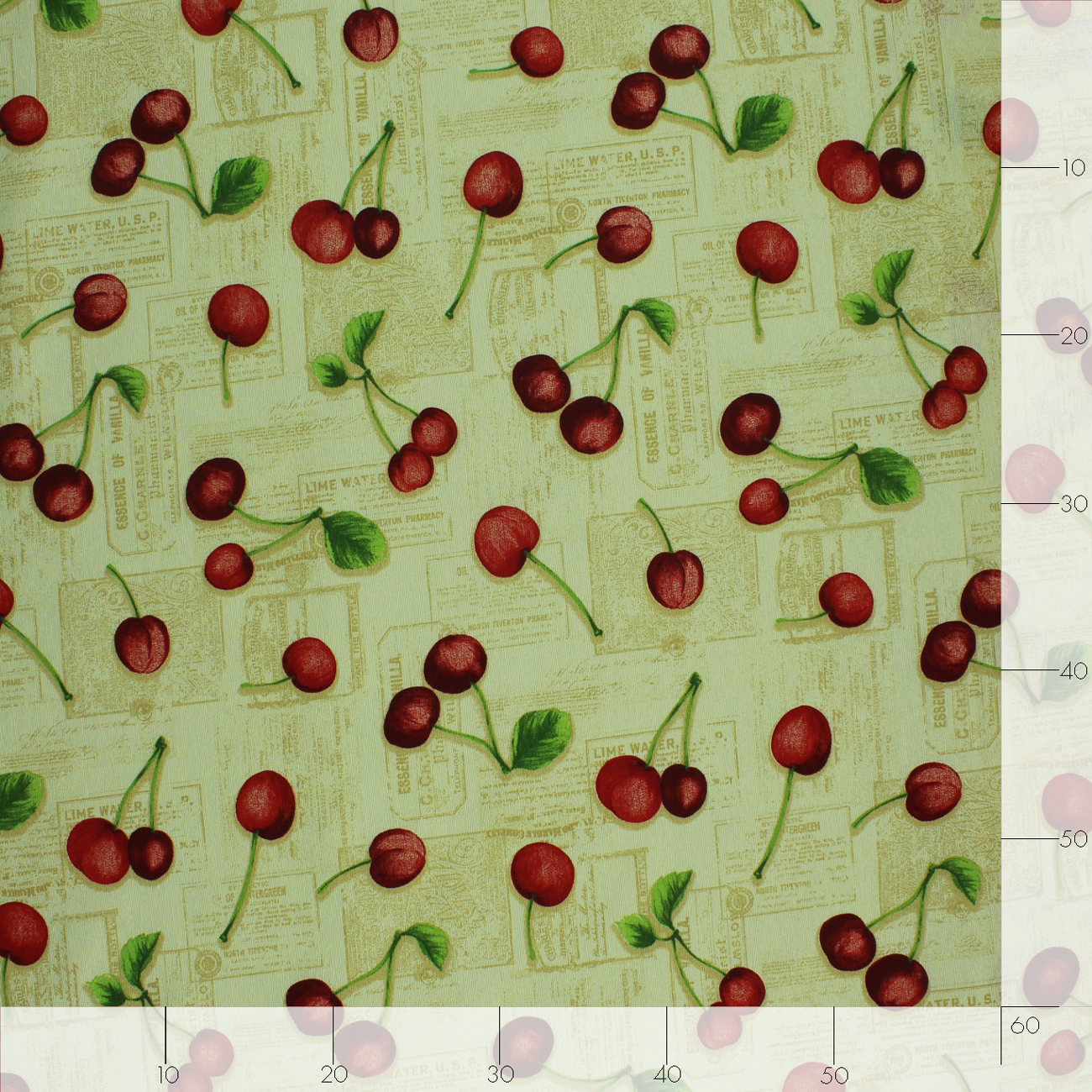 Loneta de decoração - Fruits Cerejas - Bege