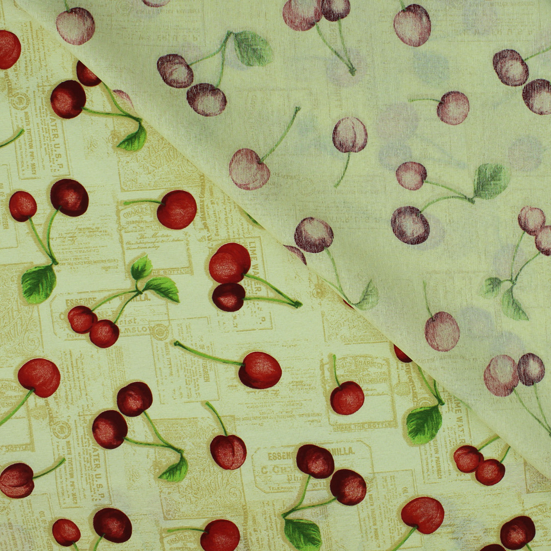 Loneta de decoração - Fruits Cerejas - Bege