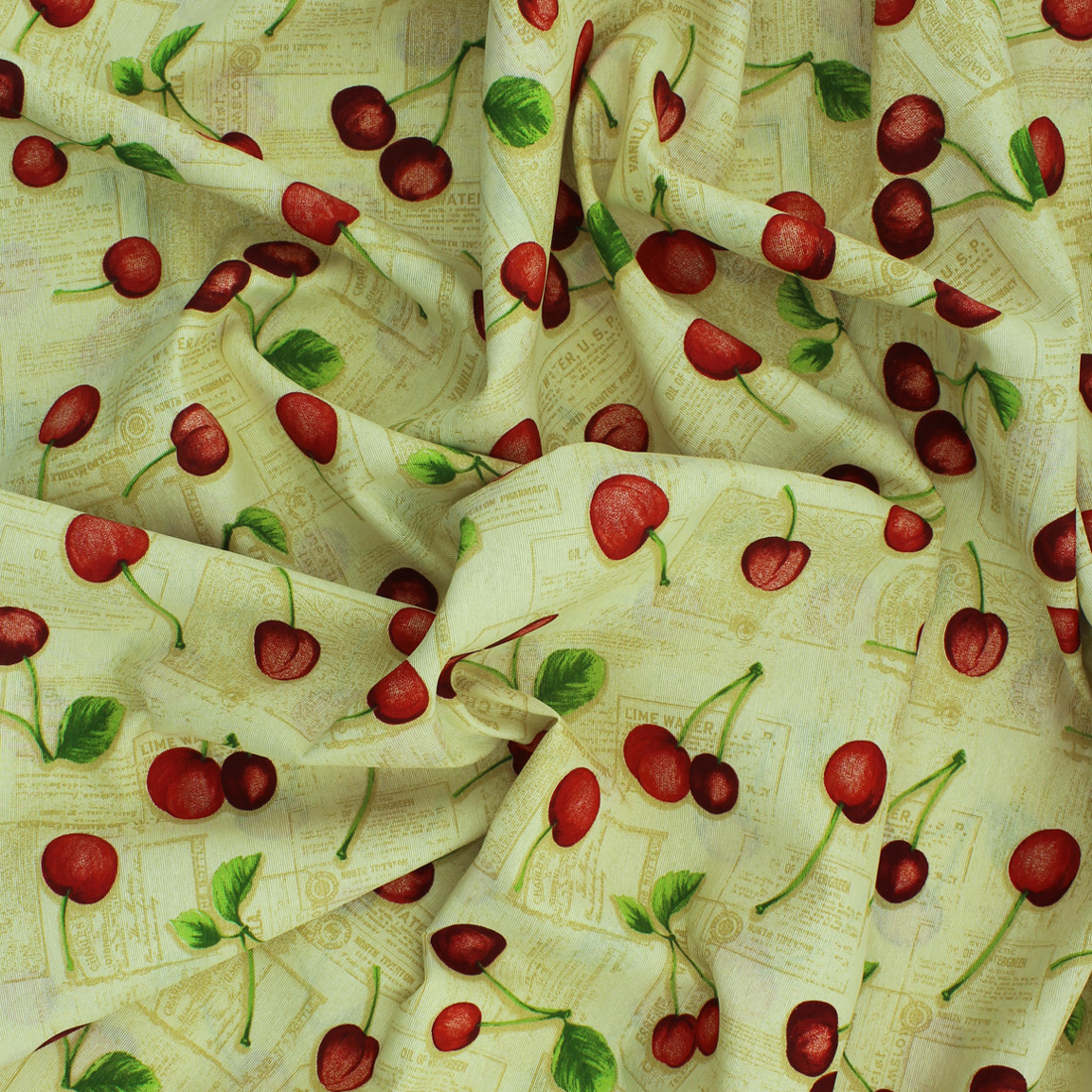 Loneta de decoração - Fruits Cerejas - Bege