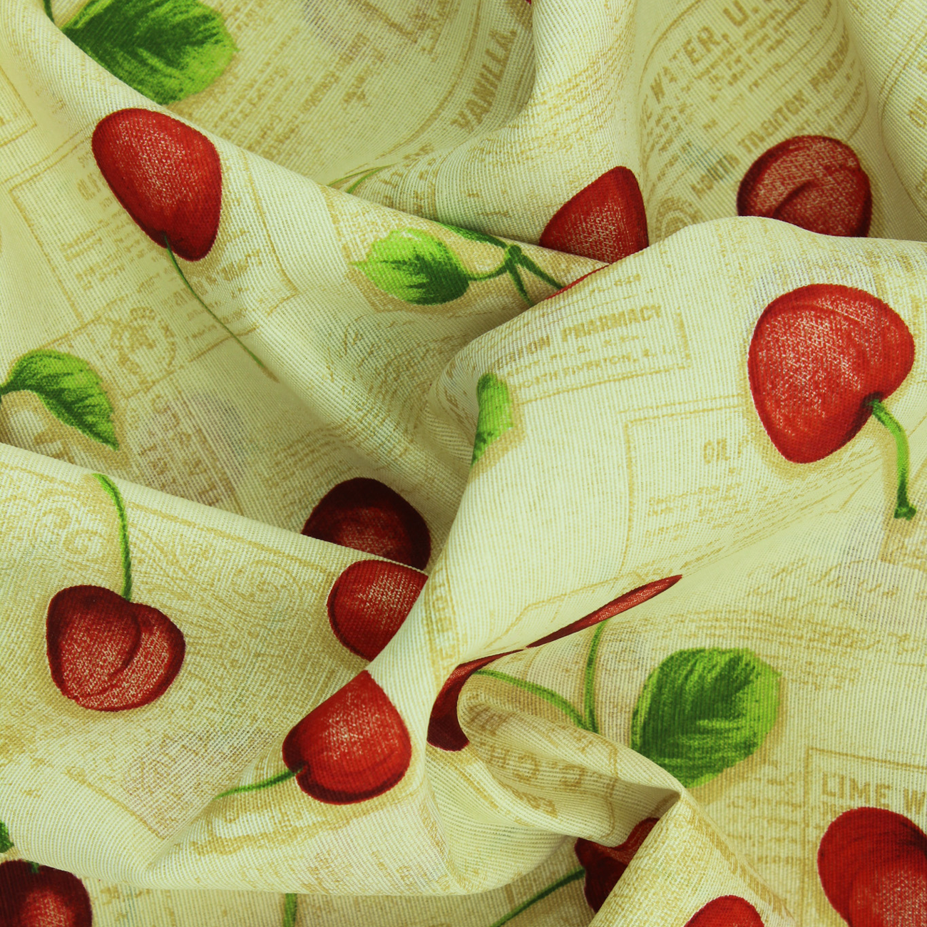 Loneta de decoração - Fruits Cerejas - Bege