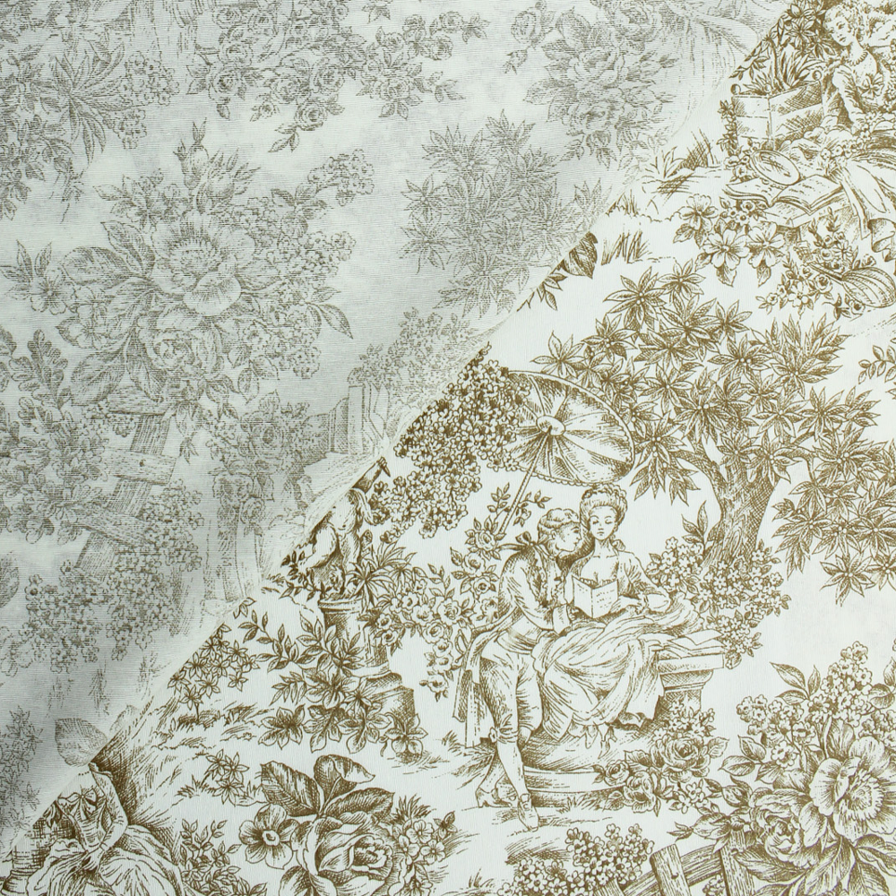 Loneta de decoração - Floral Histórico - Bege