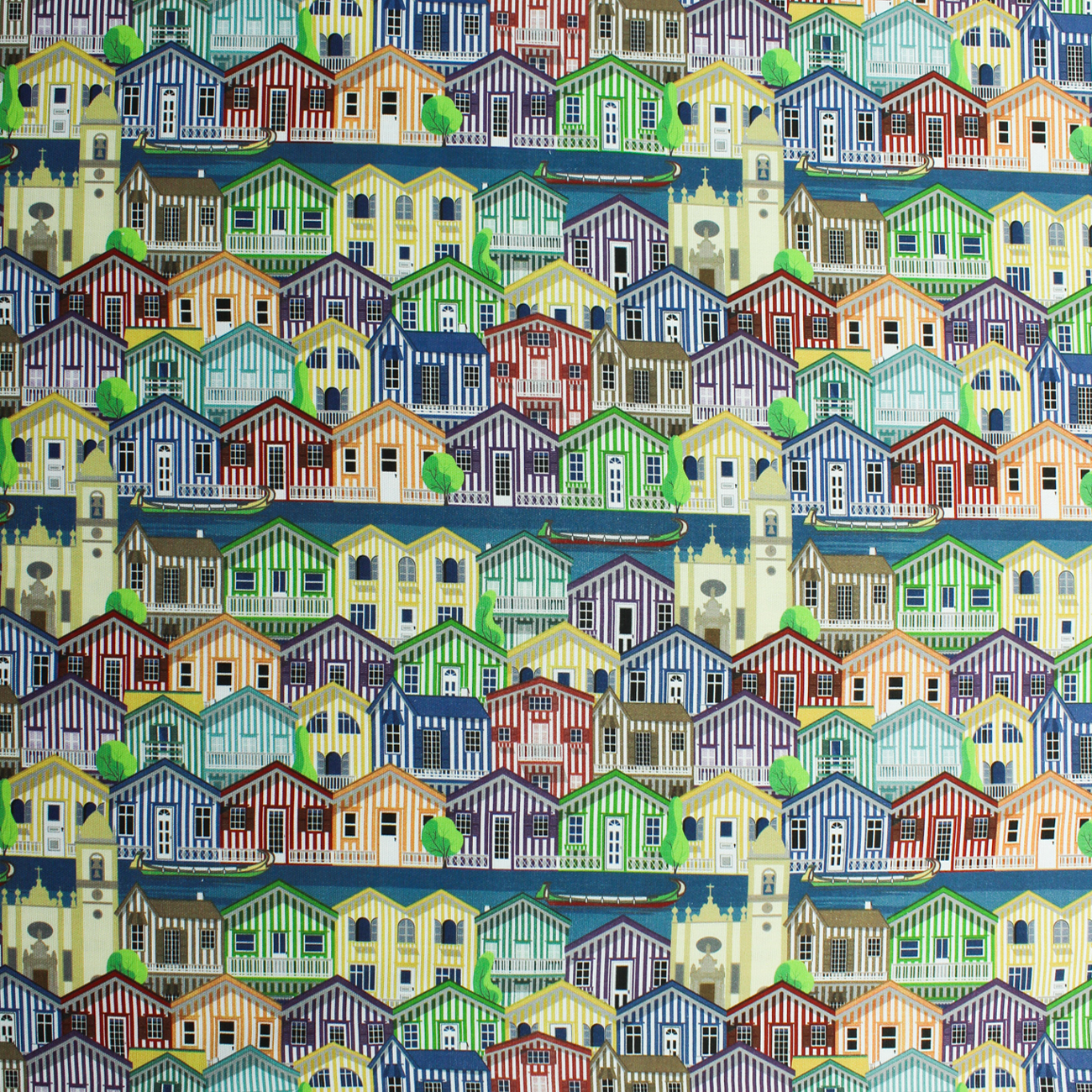 Loneta de Decoração Digital - Palheiros da Costa Nova - Multicolor