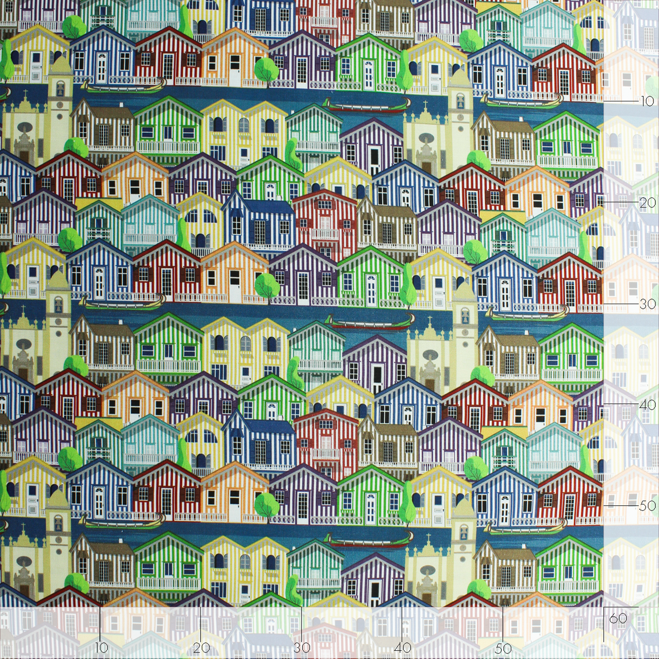 Loneta de Decoração Digital - Palheiros da Costa Nova - Multicolor