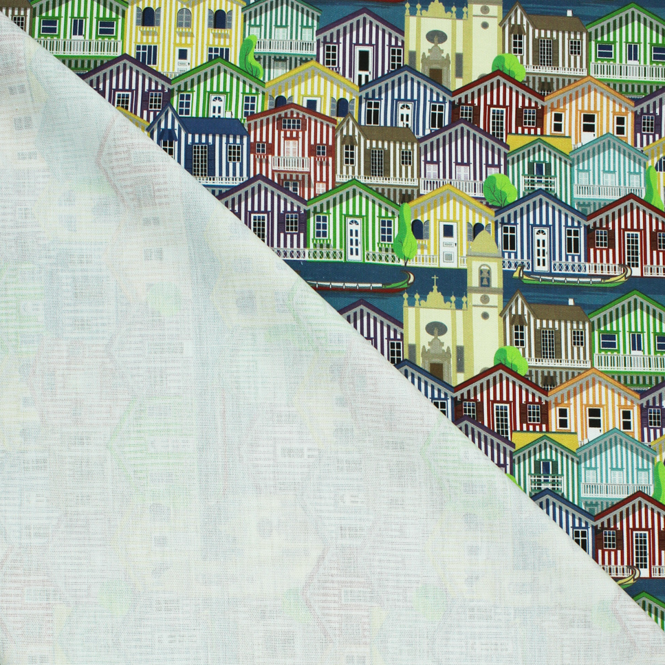 Loneta de Decoração Digital - Palheiros da Costa Nova - Multicolor