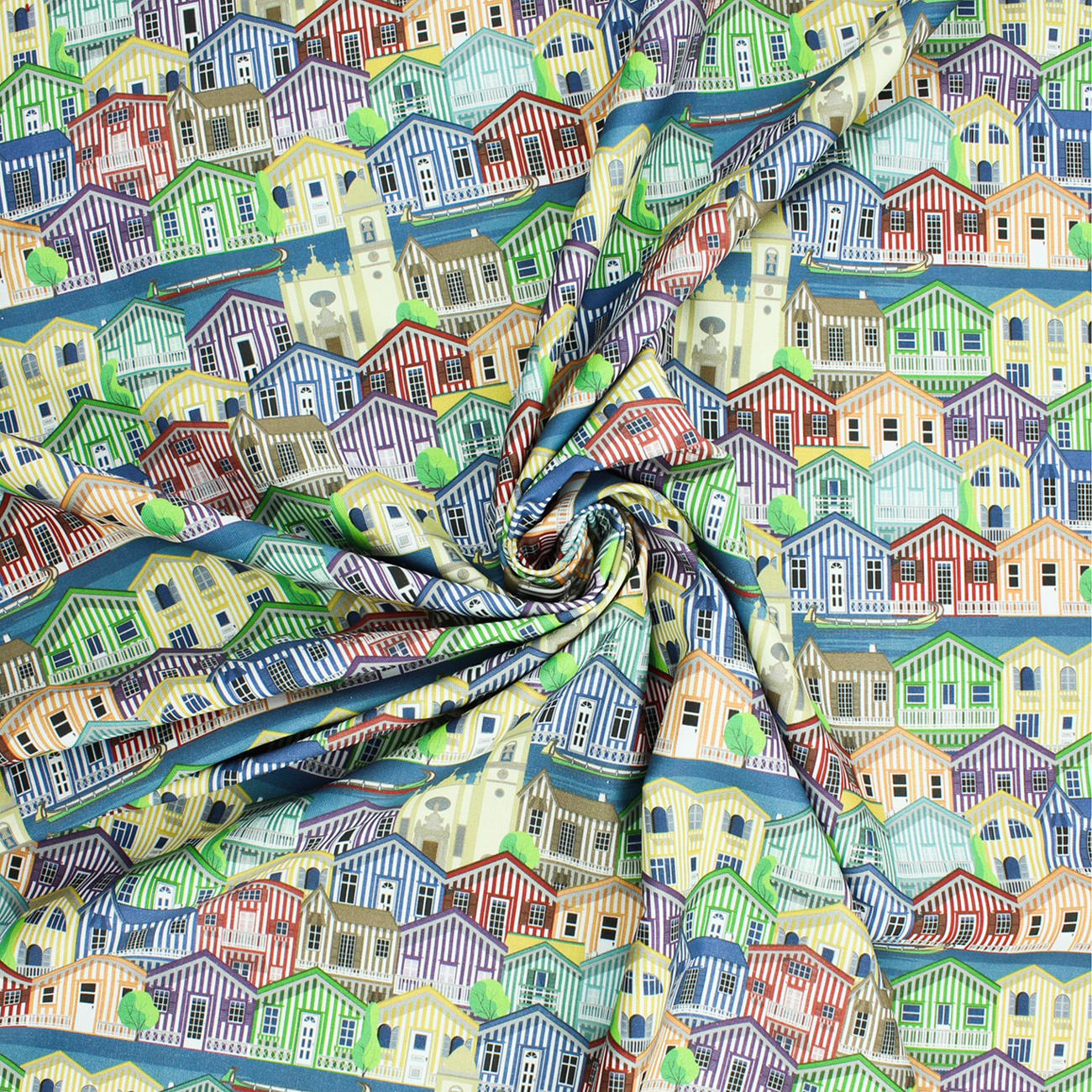 Loneta de Decoração Digital - Palheiros da Costa Nova - Multicolor