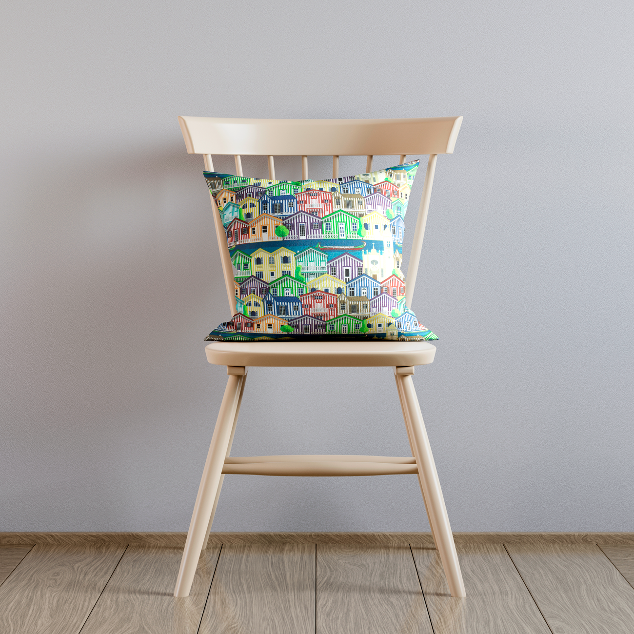 Loneta de Decoração Digital - Palheiros da Costa Nova - Multicolor