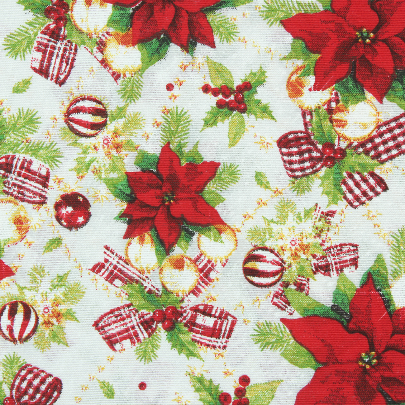 Natal - Loneta de decoração - Efeitos Natal - Bege e Vermelho