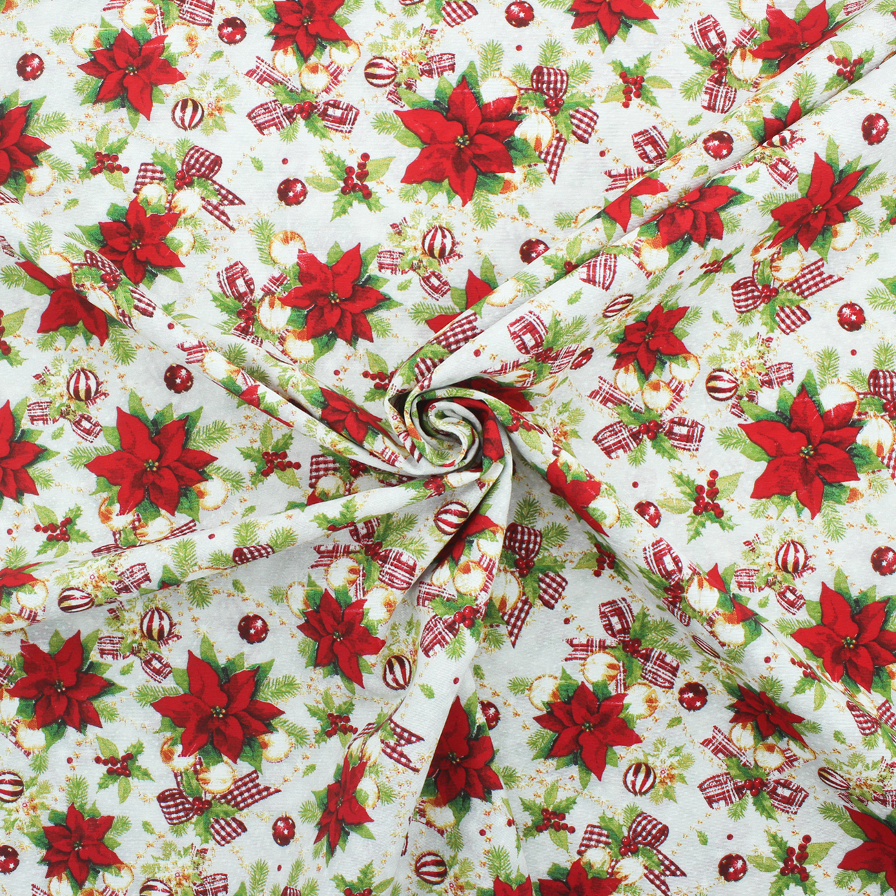 Natal - Loneta de decoração - Efeitos Natal - Bege e Vermelho