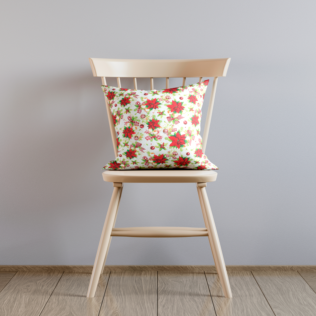 Natal - Loneta de decoração - Efeitos Natal - Bege e Vermelho