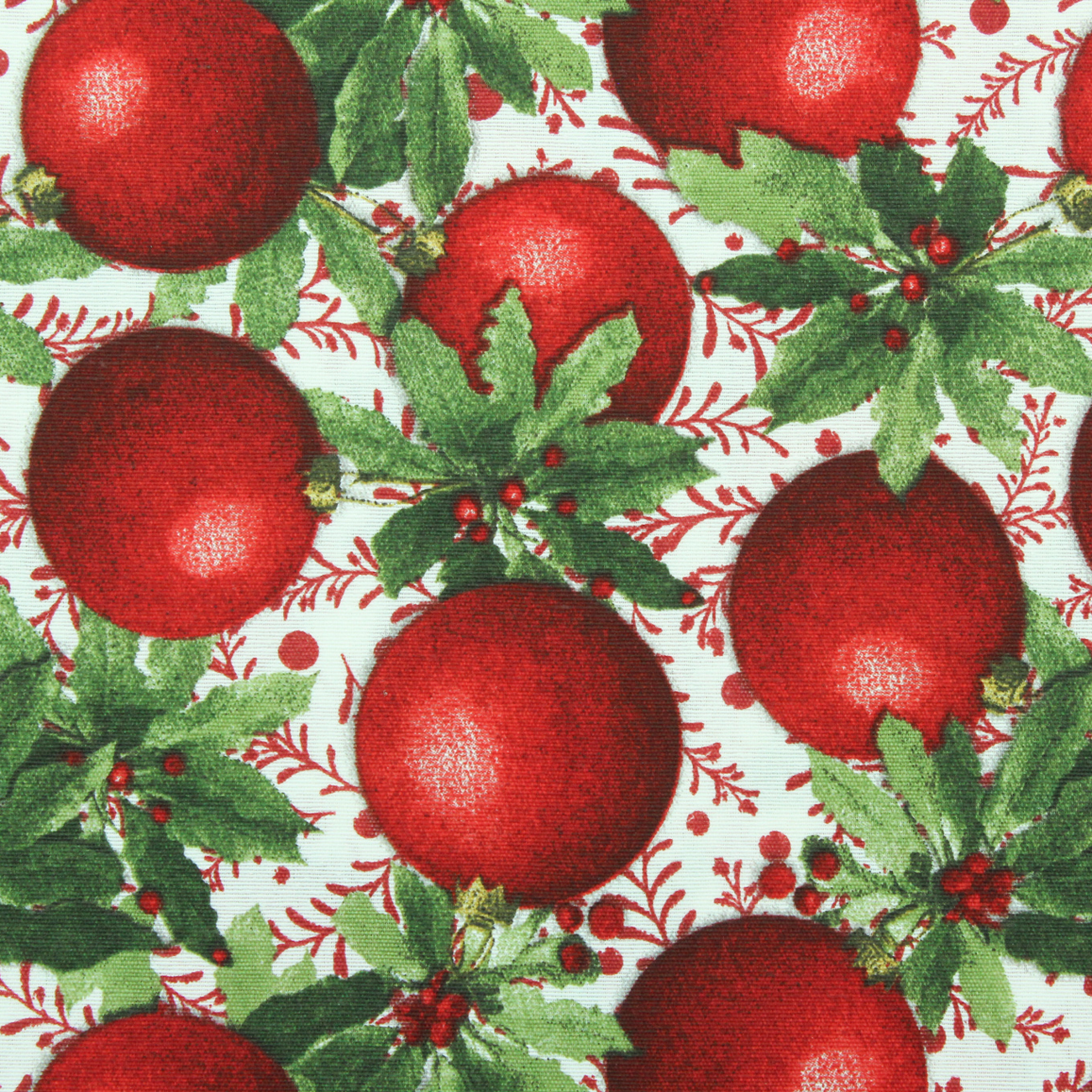 Natal - Loneta de decoração - Bolas e Azevinhos - Vermelho