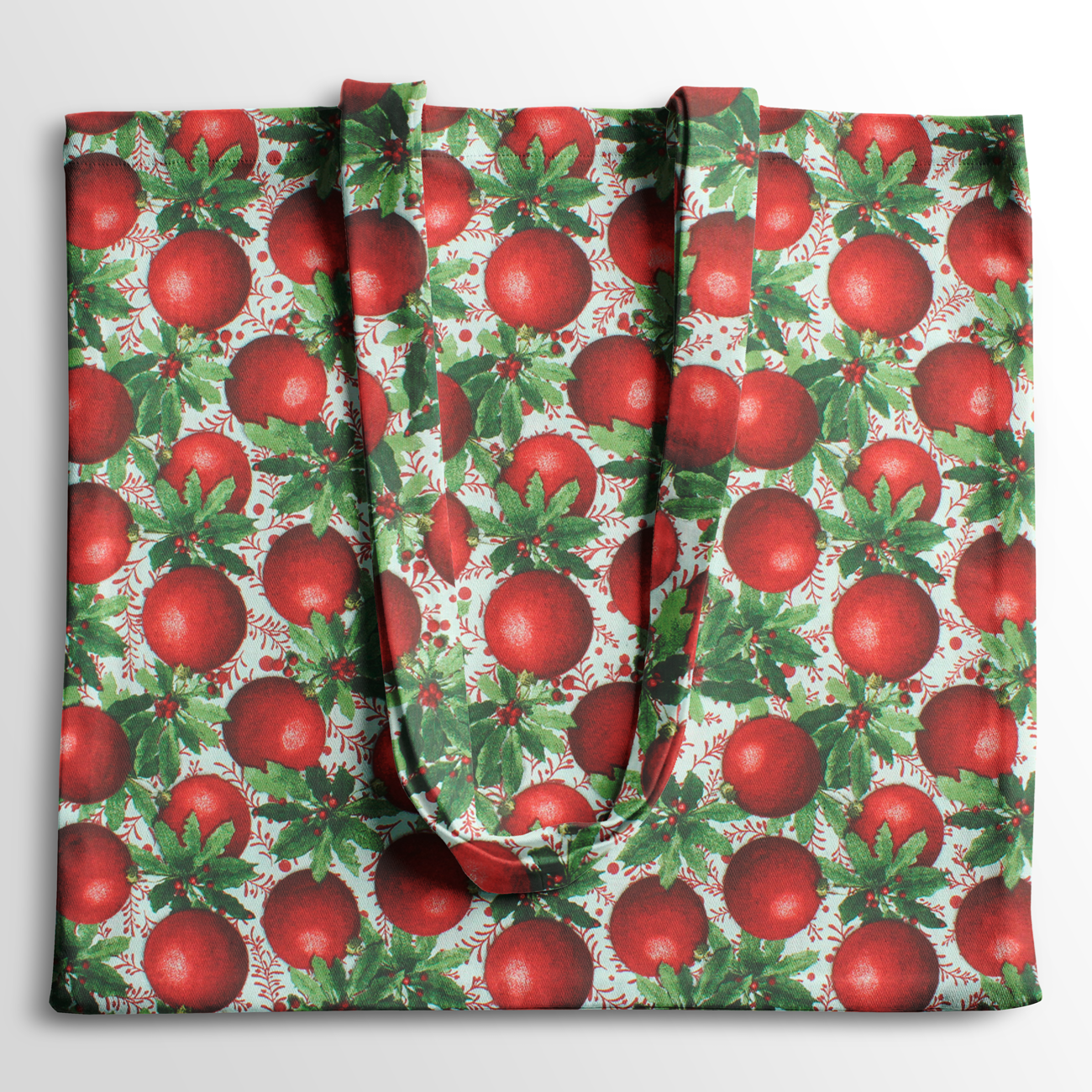 Natal - Loneta de decoração - Bolas e Azevinhos - Vermelho