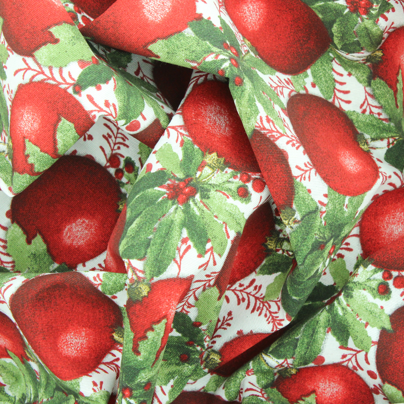 Natal - Loneta de decoração - Bolas e Azevinhos - Vermelho