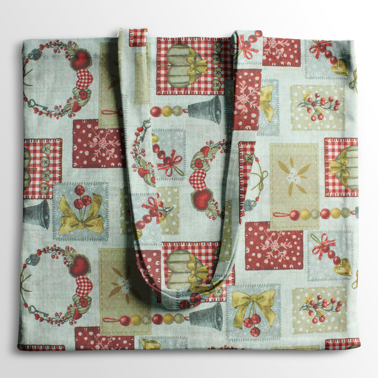 Natal - Loneta de decoração - Espirito Natalicio - Vermelho e Bege