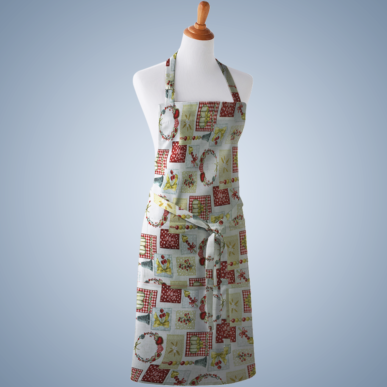 Natal - Loneta de decoração - Espirito Natalicio - Vermelho e Bege