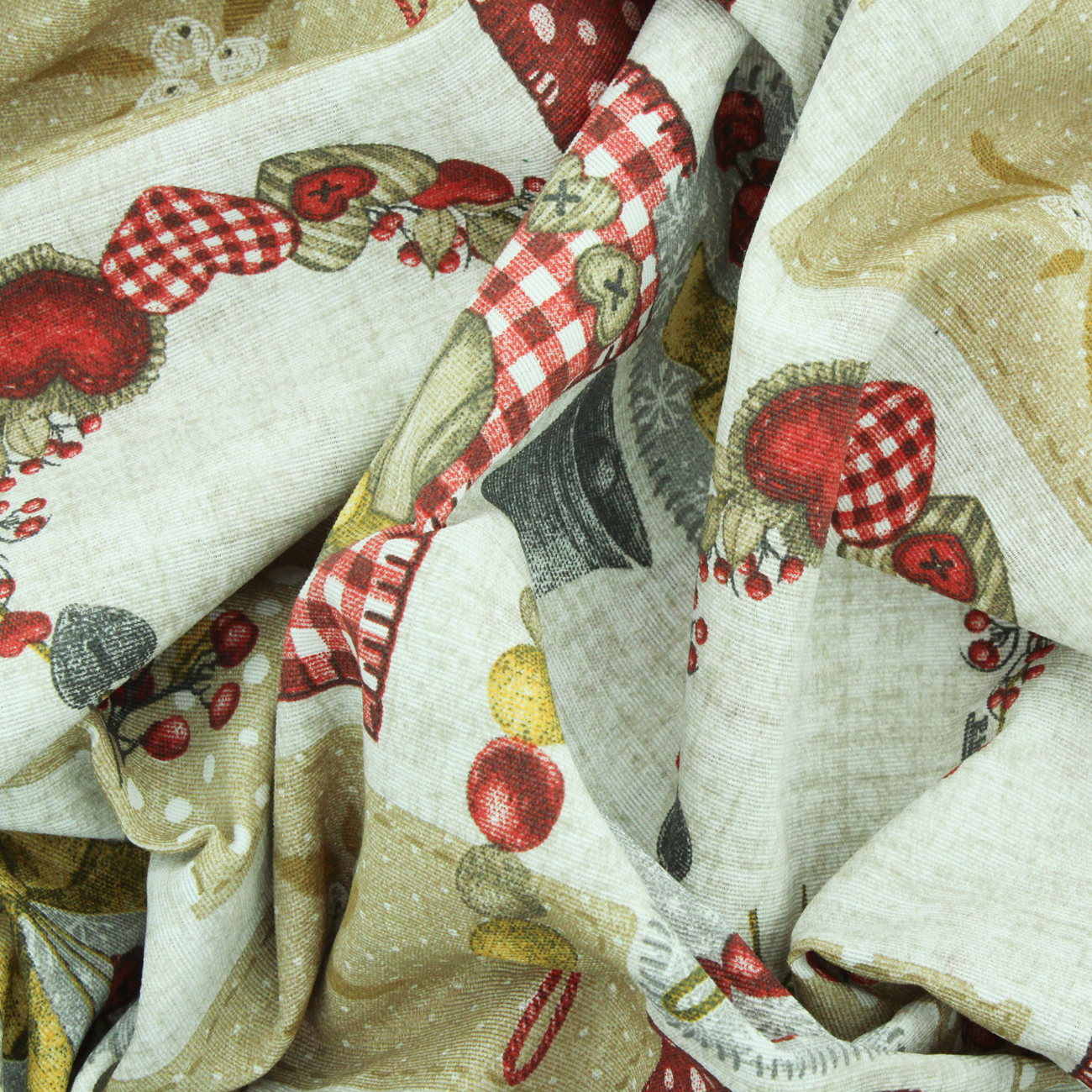 Natal - Loneta de decoração - Espirito Natalicio - Vermelho e Bege