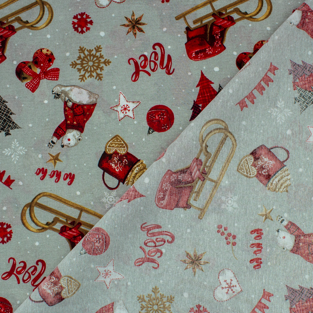 Natal - Loneta de decoração - Trenó - Vermelho