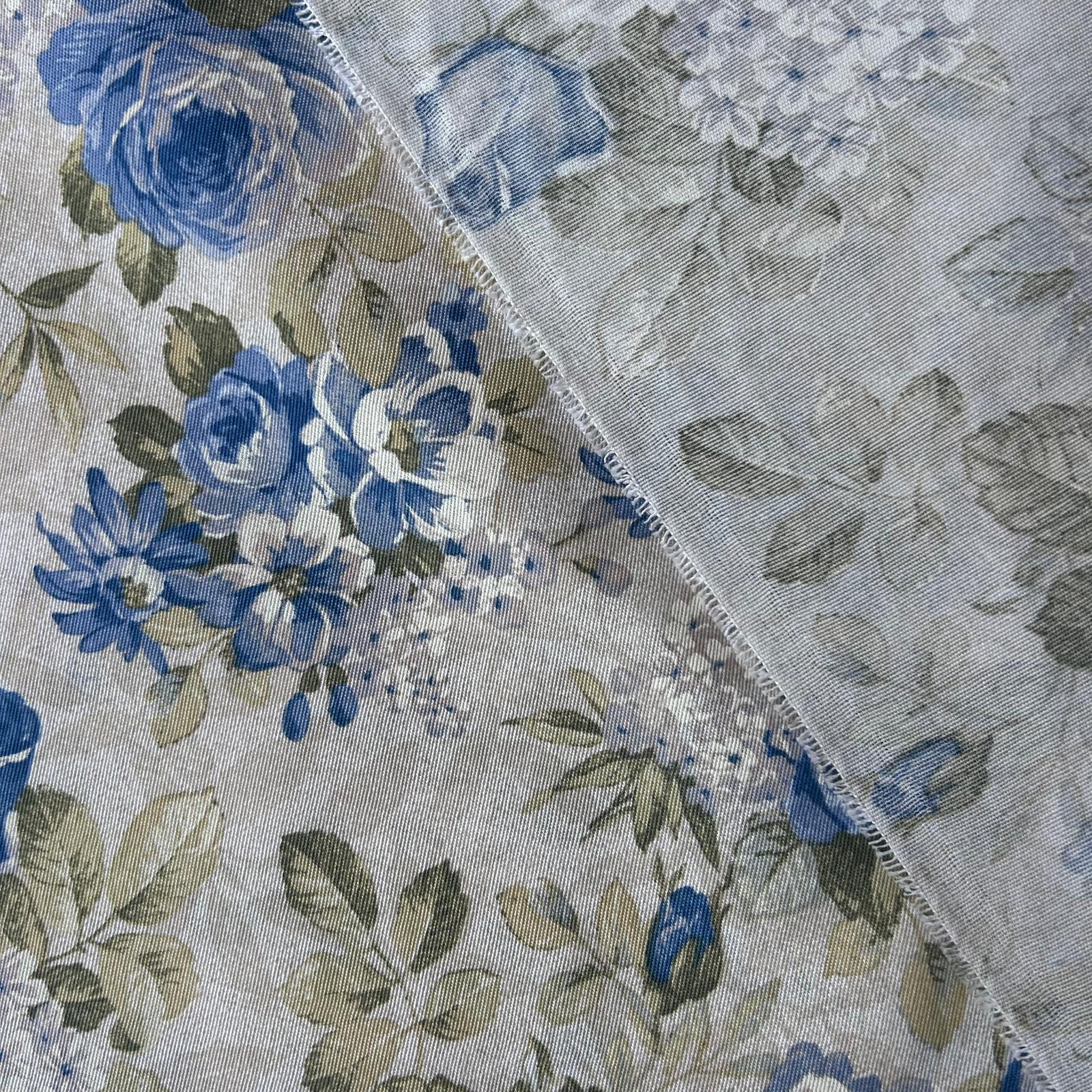 Loneta de decoração-Floral-Azul