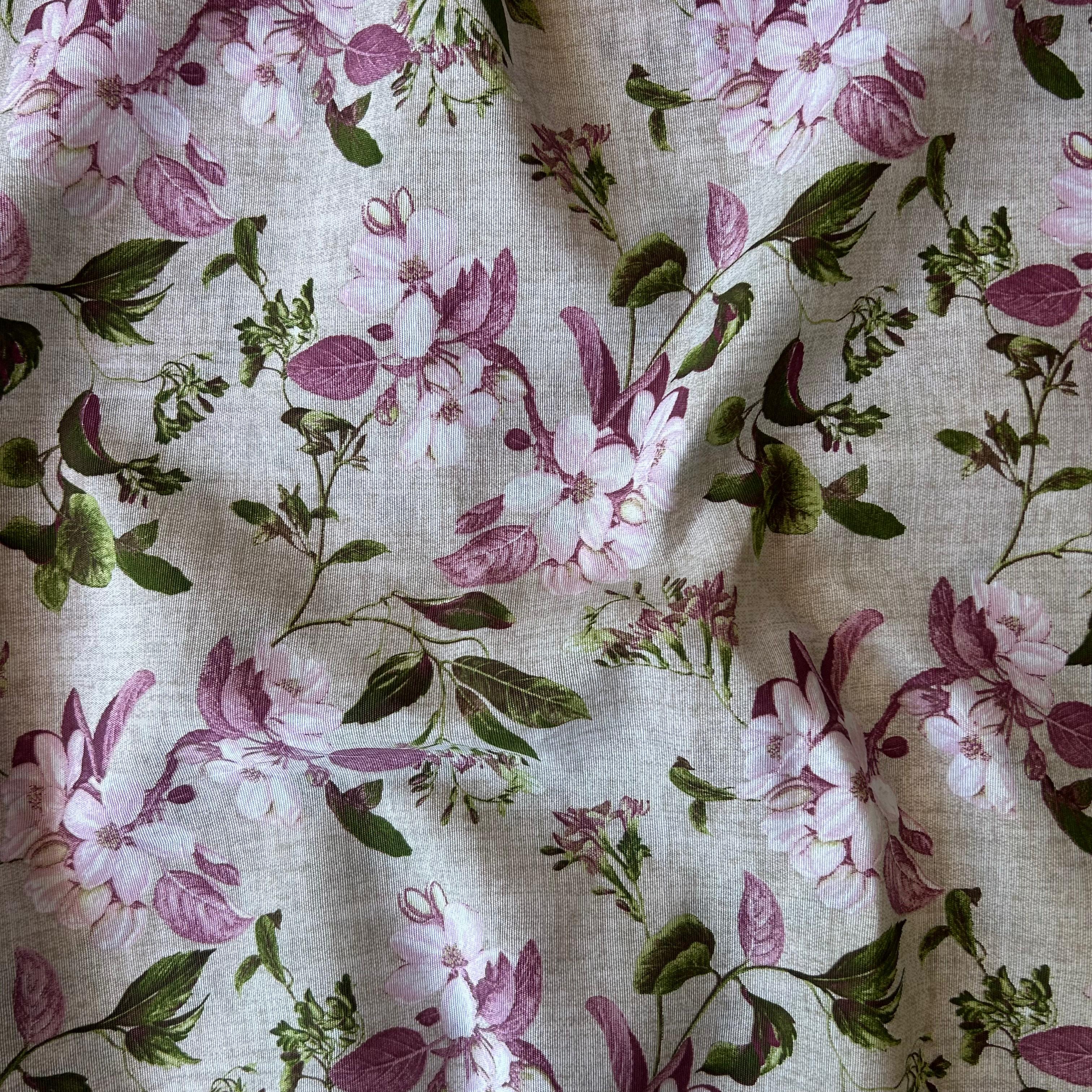 Loneta de decoração - Floral - Verde&Rosa