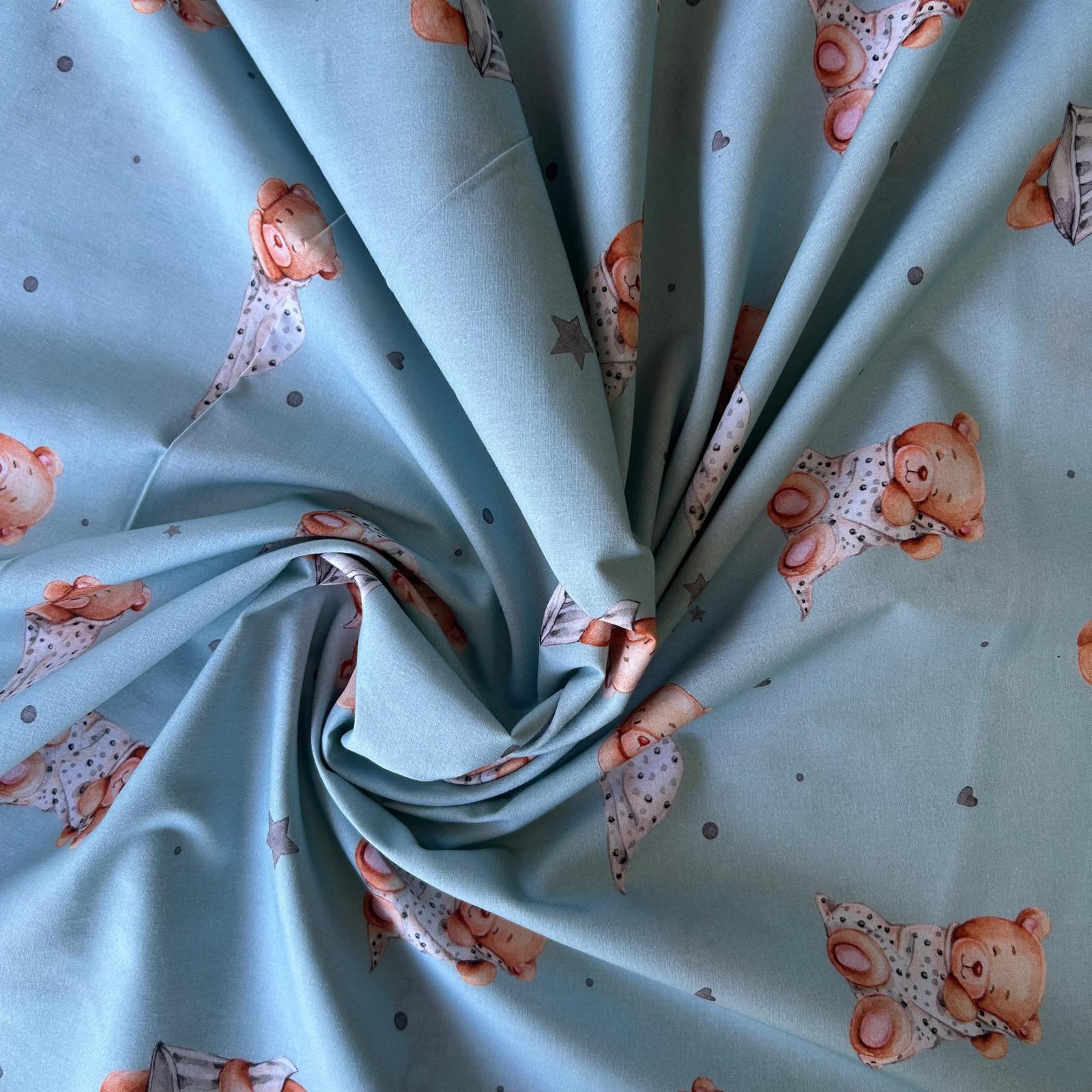 Algodão Estampado - Ursinho - Azul