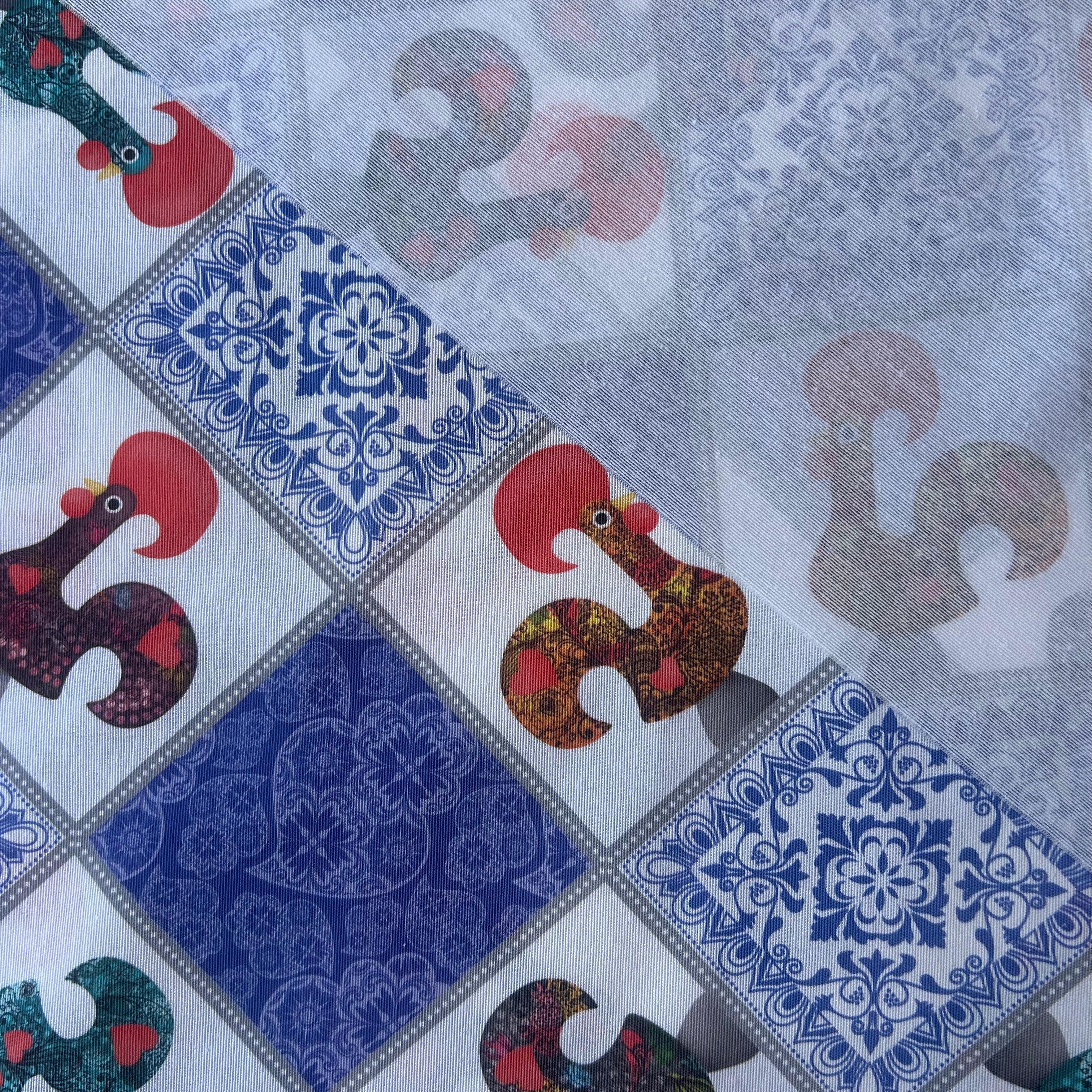 Loneta de Decoração Digital -Azulejaria Portuguesa- Galo De Barcelos