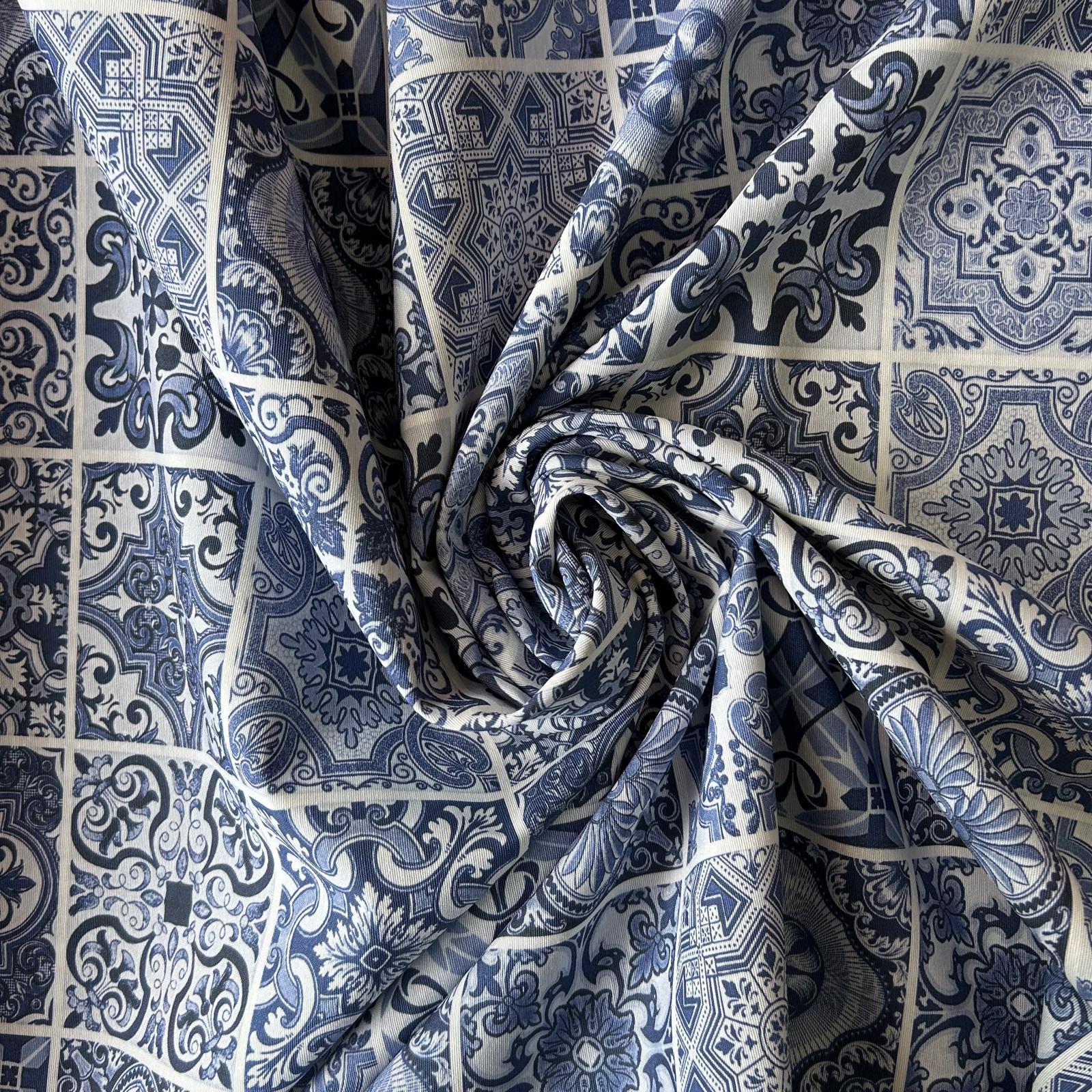 Loneta de Decoração Digital -Azulejaria Tradicional Portuguesa - Azul