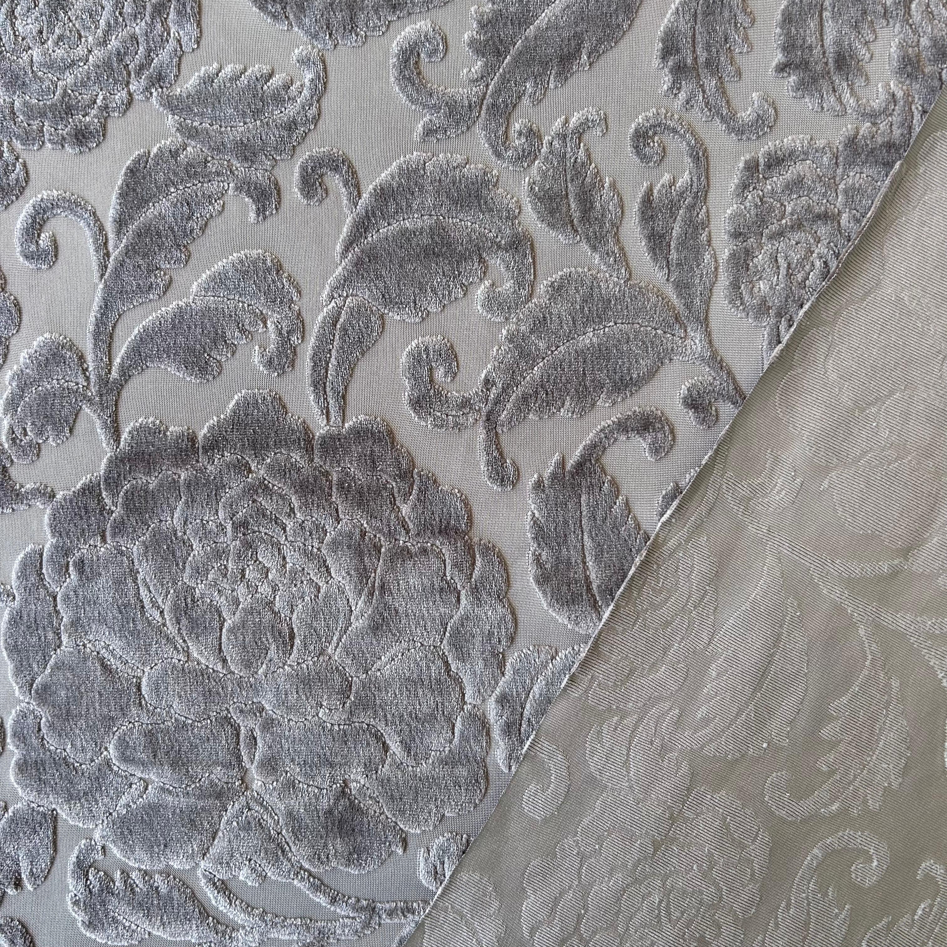 Veludo damasco para decoração Cinzento